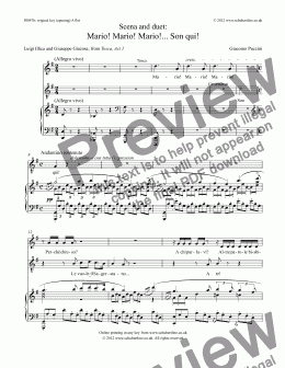 page one of Mario! Mario! Mario!... Son qui! - Scena and duet [Tosca: sop., tenor]