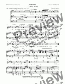 page one of O dolci mani - Scena/duet [Tosca: sop., tenor]