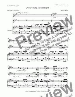 page one of Sound the Trumpet - duet [Come ye sons of Art: alto, alto]