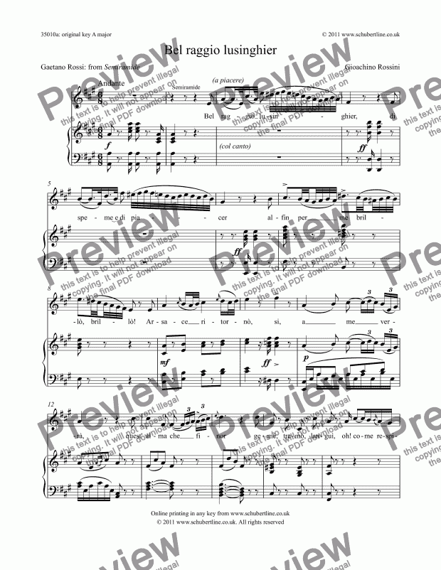 Bel raggio lusinghier [Semiramide: sop.] - Download Sheet Music PDF