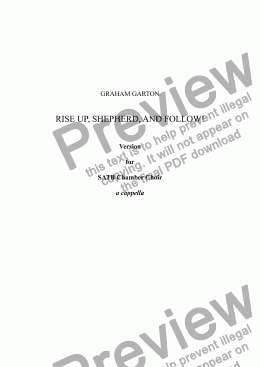 page one of CAROL - ’RISE UP, SHEPHERD, AND FOLLOW!' Version for SATB Chamber Choir a cappella Words. American traditional.