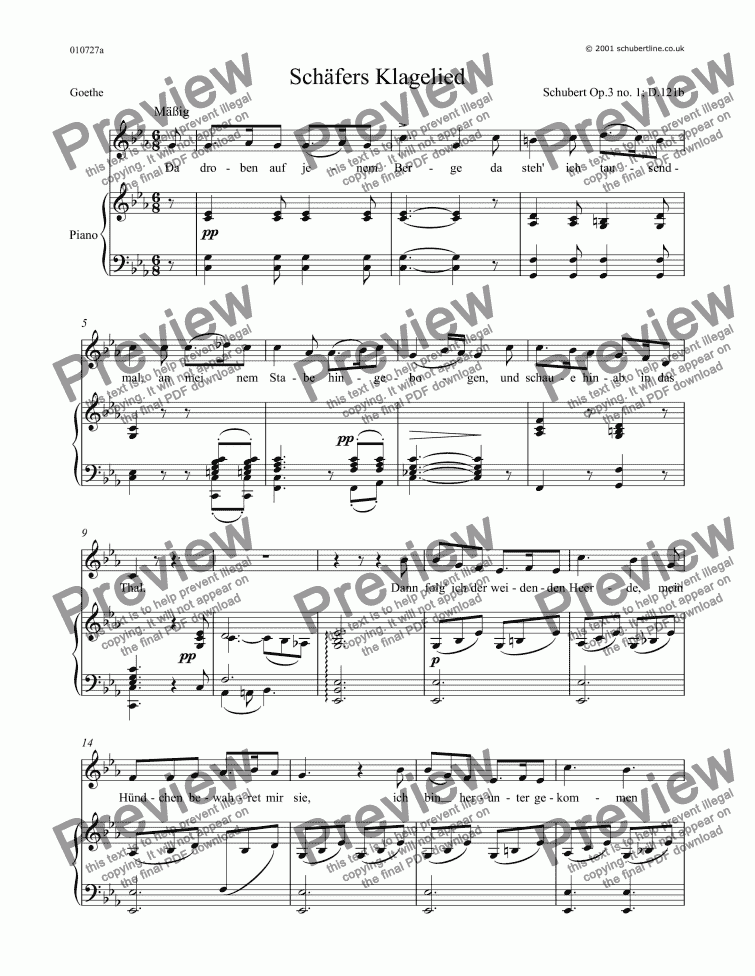 Schäfers Klagelied D.121 - Download Sheet Music PDF file