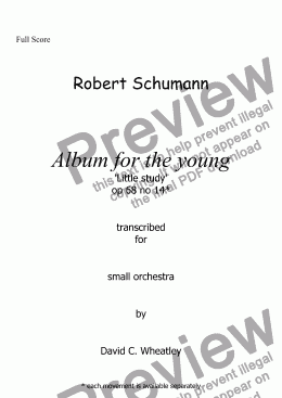page one of Schumann Album for the young op 68 no 14 'Little study' for small orchestra