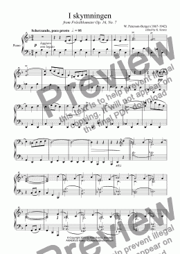 page one of I skymningen for piano solo