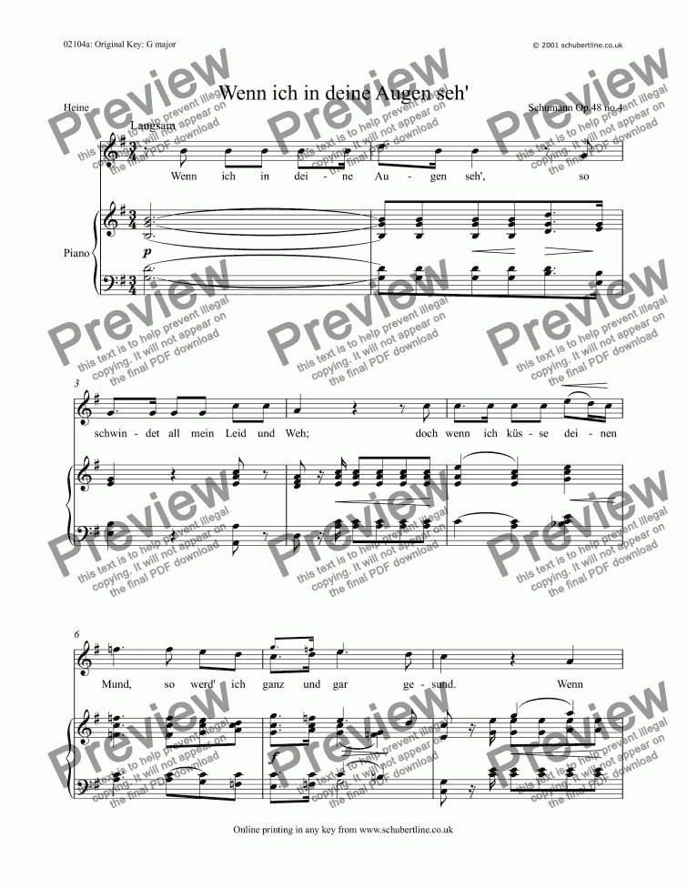 4 Wenn Ich In Deine Augen Seh Download Sheet Music Pdf File