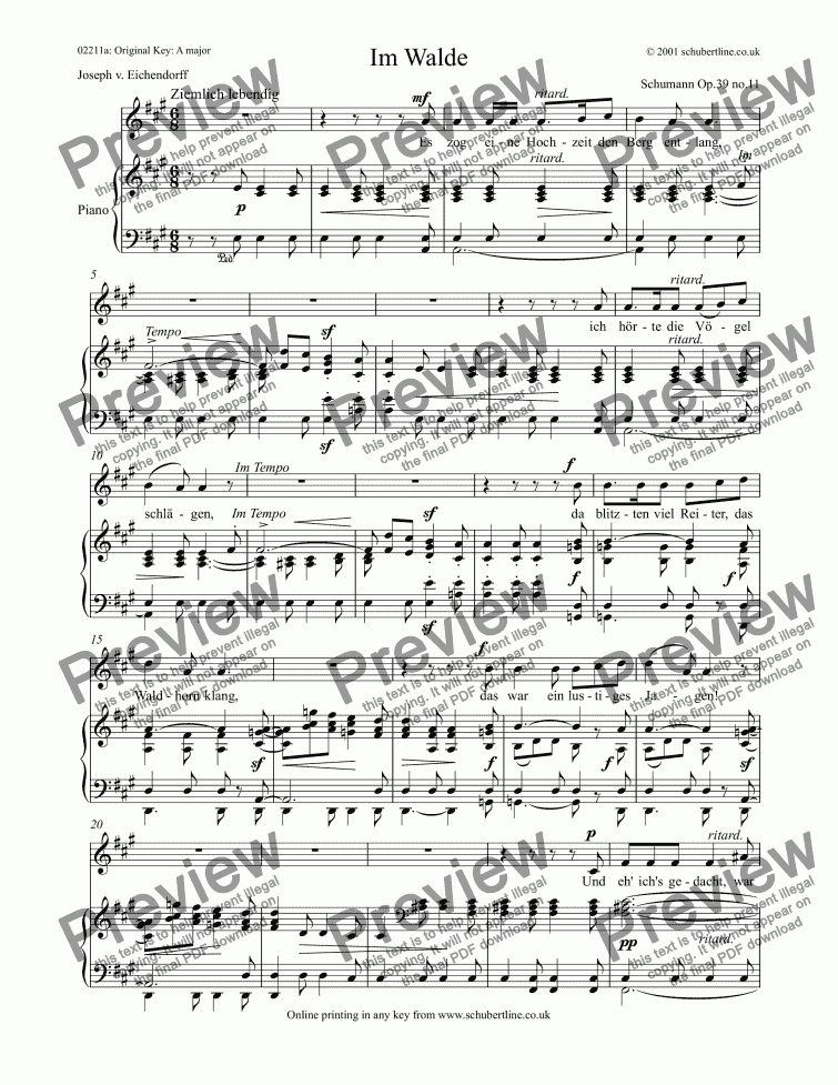 Im Walde Op.39 no.11 - Download Sheet Music PDF file