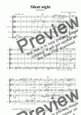 page one of Silent Night - Stille Nacht - Jazz Waltz - Wind Quintet