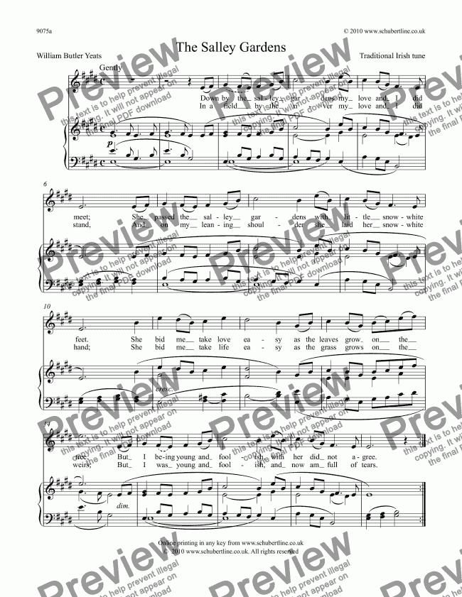 The Salley Gardens - Download Sheet Music PDF file