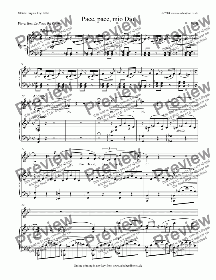 Pace, pace, mio Dio [Forza del Destino: sop.] - Sheet Music PDF file