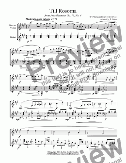 page one of Till Rosorna for flute or violin and guitar