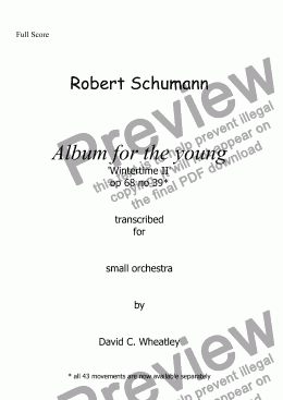 page one of Schumann Album for the young op 68 no 39 'Winter II' for small orchestra