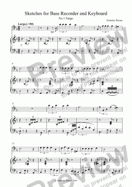 page one of Sketches for Bass Recorder and Keyboard