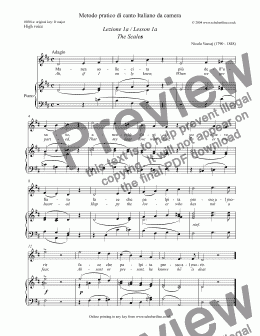 page one of Metodo pratico di canto Italiano da camera  Lezione 1a / Lesson 1a The Scales