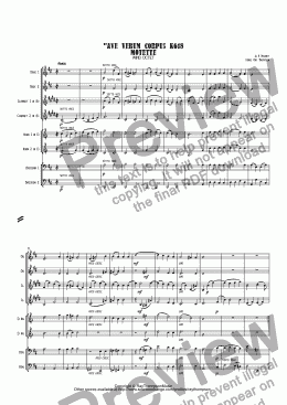 page one of Mozart: Ave Verum Corpus K618 Motette arr.wind octet