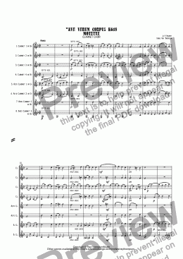 page one of Mozart: Ave Verum Corpus K618 Motette arr clarinet choir (octet)