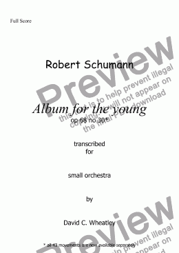 page one of Schumann Album for the young op 68 no 30 for small orchestra