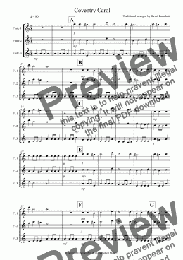 page one of Coventry Carol for Flute Trio