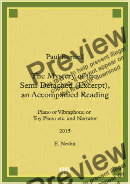 page one of The Mystery of the Semi-Detached (Excerpt), an Accompanied Reading, for piano and narrator