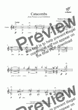 page one of Catacombs for solo guitar