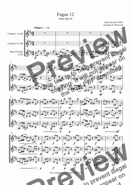 page one of Reicha - Fugue 12 (1805) for 2 Clarinets & Bass Clarinet