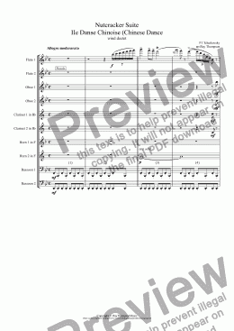 page one of Tchaikovsky: Casse Noisette (Nutcracker Suite) Mvt. IIe Danse Chinoise (Chinese Dance) arr. wind dectet (10 players)(Double wind quintet of 2 Fl, 2 Ob, 2 Cl, 2 Hn, 2 Bsn)