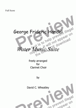 page one of Handel - Water Music Suite for clarinet choir