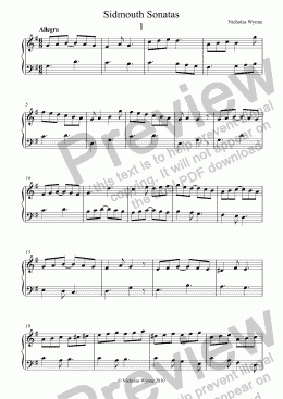 page one of Sidmouth Sonatas 