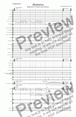 page one of Hedonism for Trumpet and Orchestra
