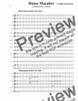 page one of Danse Macabre SYMPHONIC POEM