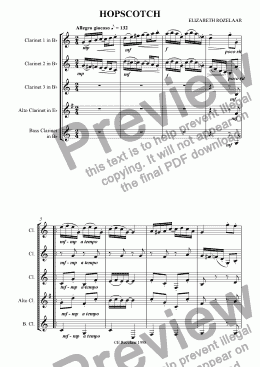 page one of Hopscotch for Clarinet quartet