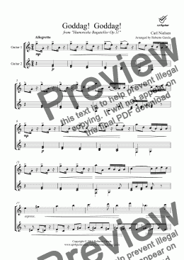 page one of Goddag!  Goddag! for guitar duet