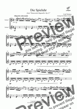 page one of Die Spieluhr for guitar duet