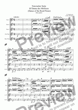 page one of Tchaikovsky: Nutcracker Suite IIf Danse des Mirlitons  (Dance of the Reed Flutes) arr. flute quintet