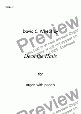 page one of Deck the Halls for solo organ with pedals by David Wheatley