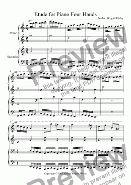 page one of Etude for Piano Four Hands