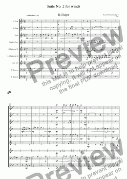 page one of Suite No. 2 for winds, Op. 51 - II. Elegie