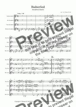 page one of Badnerlied - Jazzy - Oktoberfest - Saxophone Quartet