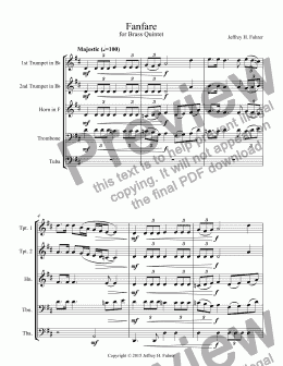 page one of Fanfare for Brass Quintet