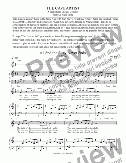 page one of The Cave Artist (Piano & Vocal Score for Musical Comedy)