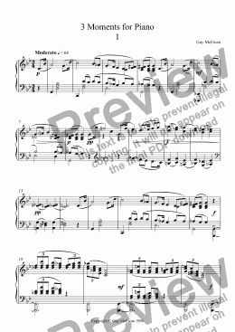 page one of 3 Moments for Piano 1