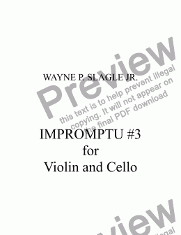 page one of IMPROMPTU #3  for  Violin and Cello