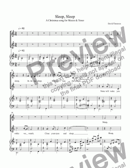 page one of Sleep, sleep, little one sleep -  for soprano, tenor and keyboard - a Christmas duet. Mary and Joseph sing to their newborn son