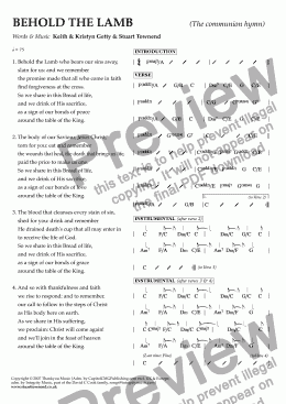 page one of BEHOLD THE LAMB (The communion hymn)