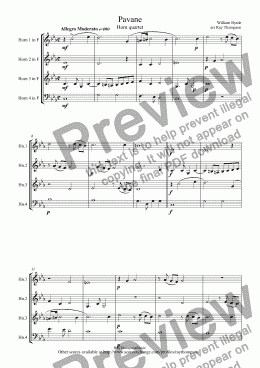 page one of Byrd: Pavane (The Earl of Salisbury) arr. horn quartet