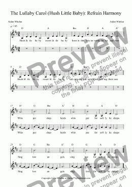 page one of The Lullaby Carol (Hush Little Baby): Refrain Harmony