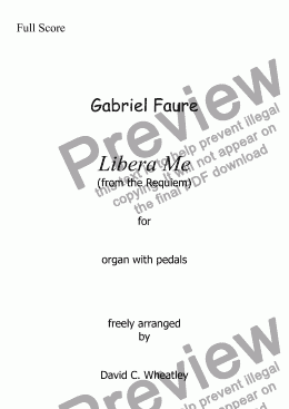 page one of Faure - Libera Me (from the Requiem) for organ solo