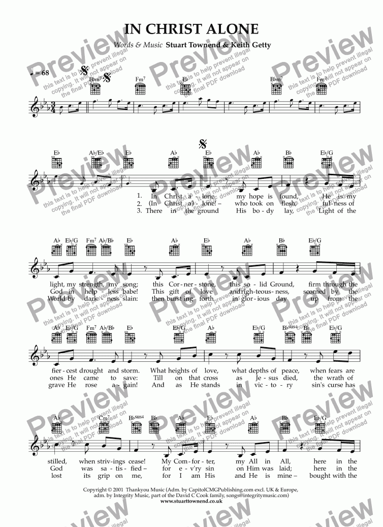 sheet music in christ alone