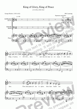 page one of "King of Glory, King of Peace" for SATB choir & piano