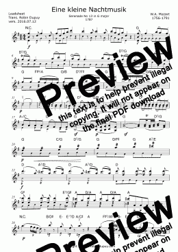 Mozart - Eine kleine Nachtmusik - a night music Petite musique de - 1st mt - PDF - lead sheet Melody +