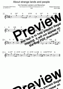 page one of Schumann - About strange lands and people - PDF - lead sheet Melody + chords